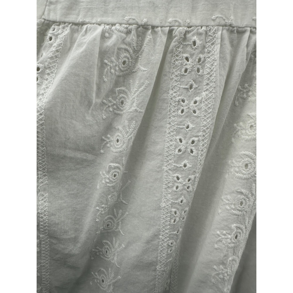Rebellion White Eyelet Cotton Boho Peasant Blouse Long Sleeve Size L - Picture 6 of 10